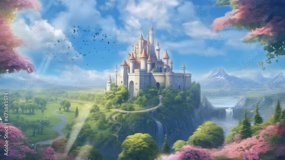 morning atmosphere with views of the ancient castle surrounded by ...