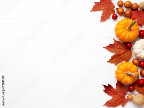 autumn leaves and pumpkins frame