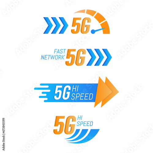 Digital 5g fifth generation technology vector collection