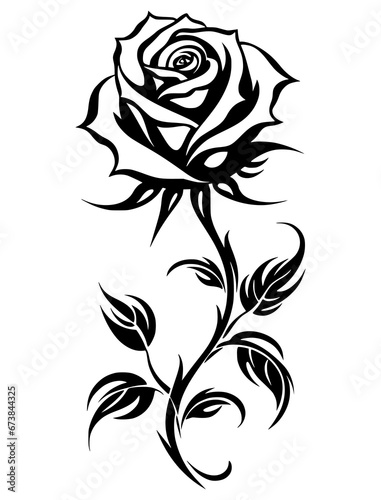 Tattoo Style Rose Flower Generative AI
