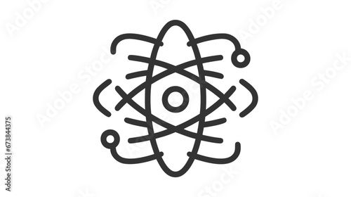 A stylized black atom icon with orbiting electrons.