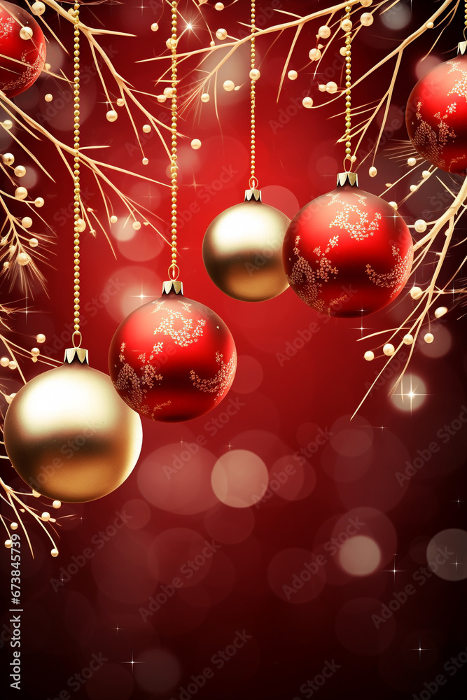 Christmas background with branches and baubles Christmas background with branches and baubles