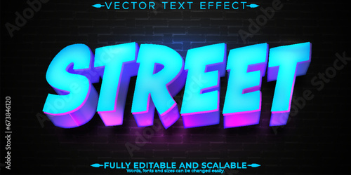 Neon street text effect, editable retro and glowing text style photo