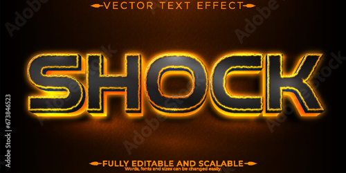 Shock fire text effect, editable electric and energy text style