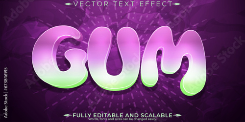 Gum text effect, editable horror and cartoon text style