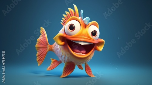 funny cute fish character.Generative AI