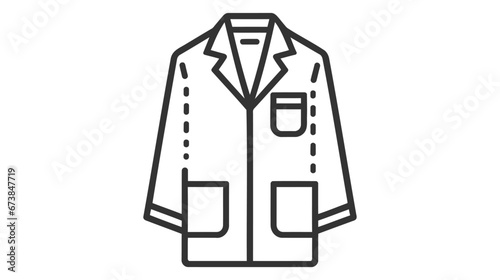 Black outlined vector illustration of a lab coat