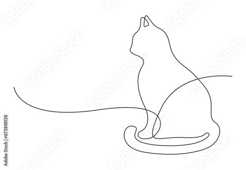 Cat single line drawing of vector illustration. Premium vector. 