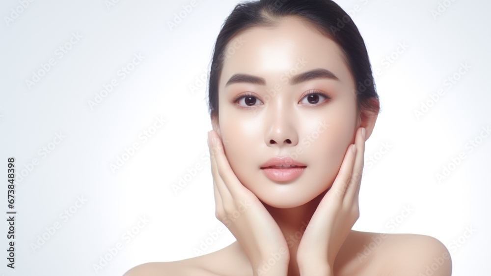Healthy skin asian woman natural make up beauty face closeup.
Healthy skin asian woman natural make up beauty face closeup.