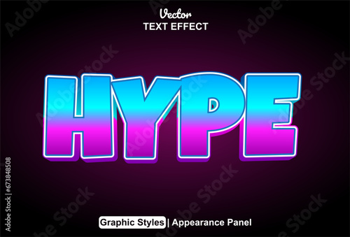 hype text effect with blue graphic style and editable.