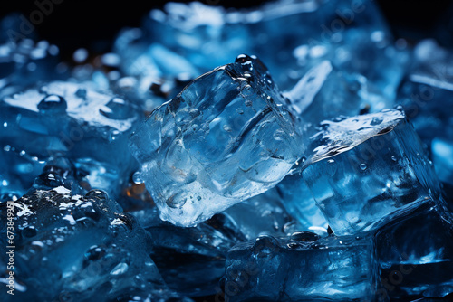 Sharp blue ice with melting edges