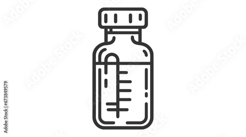 A black and white vector icon of a medicine bottle with measurement markings