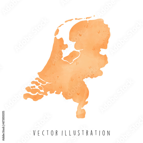 Holland map, Netherland map with in watercolor style. Vector illustration