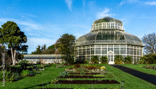 The Palm House Greenhouse in the National Botanic Gardens in Dublin, Ireland. Built originally in 1862 and restored by the OPW in 2004