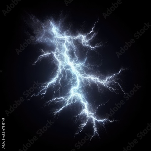  realistic lightning isolated on black background. natural light effect, bright glowing neural connections