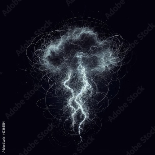  realistic lightning isolated on black background. natural light effect, bright glowing neural connections