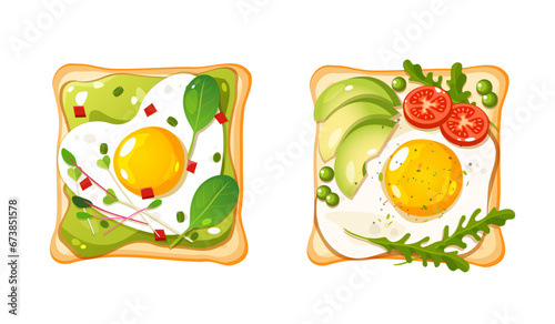 Healthy sandwiches with eggs and avocado 