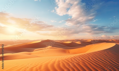 A Majestic Desert Landscape With Rolling Sand Dunes and Dramatic Clouds