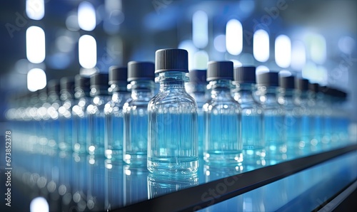 A Vibrant Display of Colorful Bottles Filled With Blue Liquid