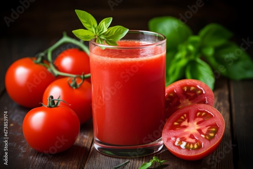 Start Your Day Right with a Healthy Tomato Juice with Lemon and Pepper on a Sunlit Breakfast Table