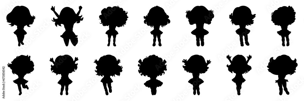 Kids silhouettes set, large pack of vector silhouette design, isolated white background