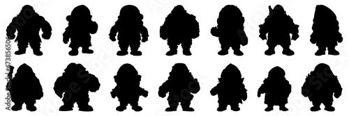 Dwarf silhouettes set, , large pack of vector silhouette design, isolated white background