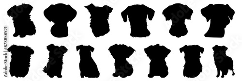 Dog silhouettes set, large pack of vector silhouette design, isolated white background. photo
