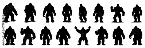 Big food yeti silhouettes set, large pack of vector silhouette design, isolated white background © FutureFFX
