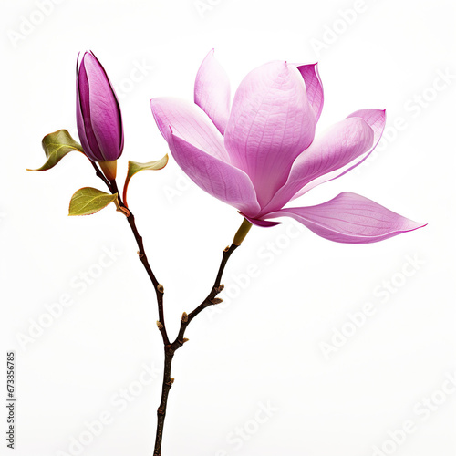 Vibrant Purple Magnolia Blossom on Clean White Background
