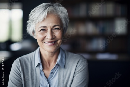 A Flourishing Career: A Happy and Smiling Mature Lady Finds Joy in Her Office, Where Contentment and Success Blend Seamlessly in a Profound Professional Journey © Martin