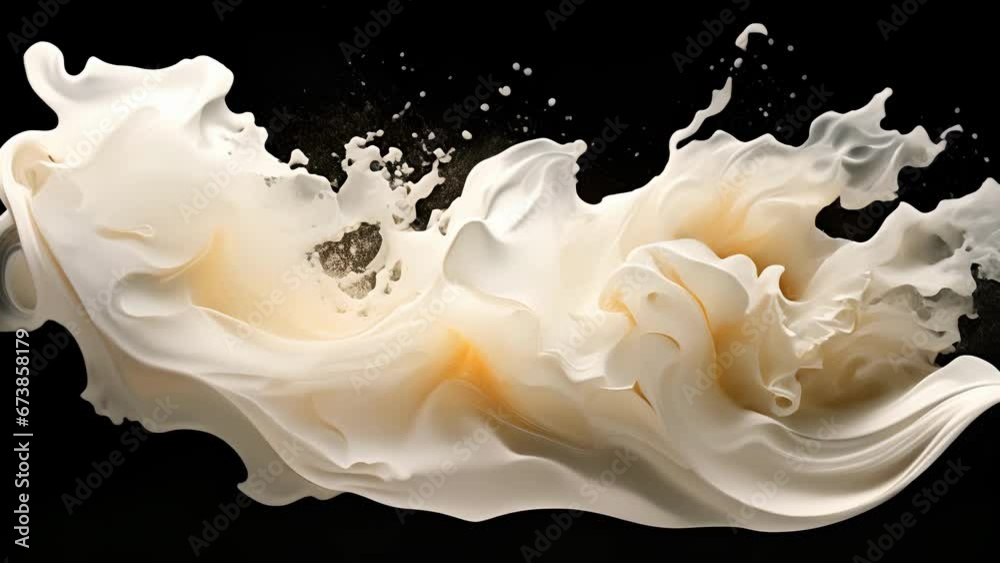 Ivory particles are suspended in a clear liquid, creating a swirling vortex of shimmering white and clear. Ivory particles are suspended in a clear liquid, creating a swirling vortex of shimmering white and clear.