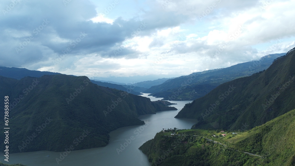 El Terraplén Lagoon's serene waters reflect the tranquil beauty of Boyacá, Colombia.