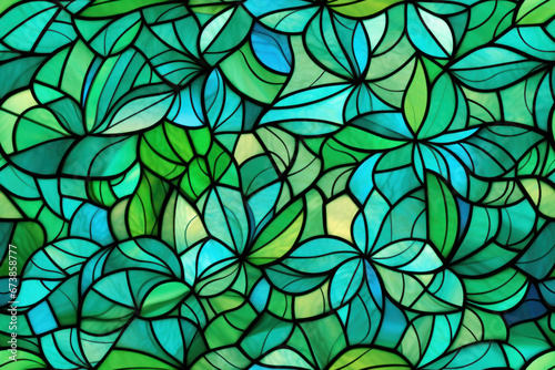 texture de motif de vitrail floral  motif r  p  table sans couture vert et turquoise