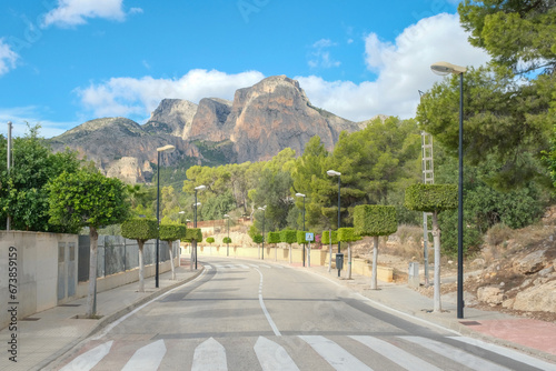 Beautiful view to Puig Campana Mountain from La Nucia street photo