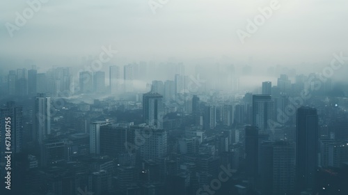 abstract city in thick fog