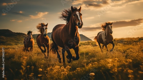 wild horses on the field © Terablete