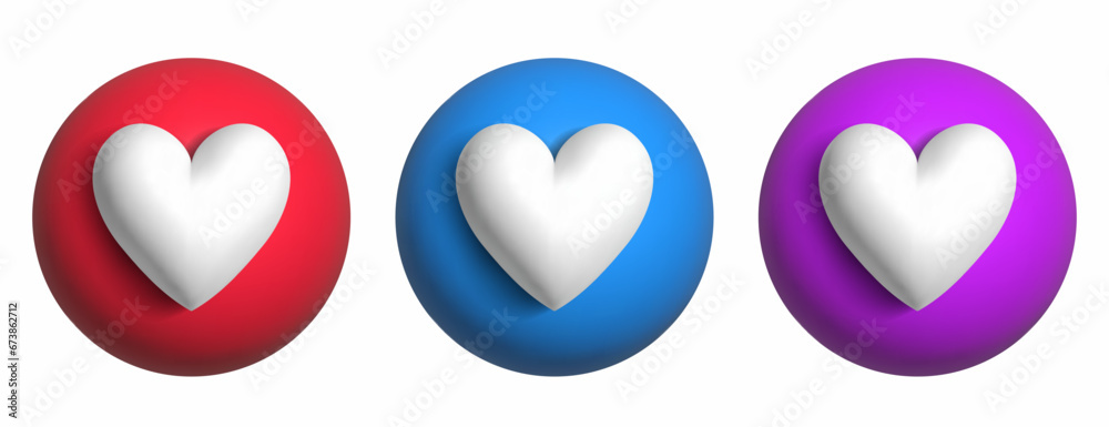 Heart set. Vector 3D icons isolated on white background. Heart set. Vector 3D icons isolated on white background.