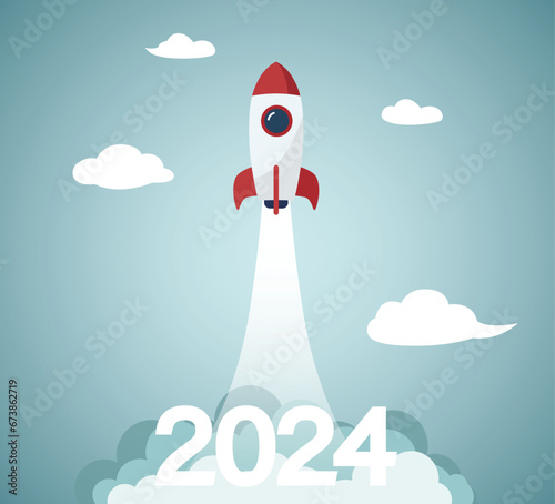 2024 new year. New start, new business take off.