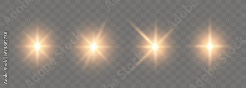 Glare, star dust. Vector glare isolated on transparent background.