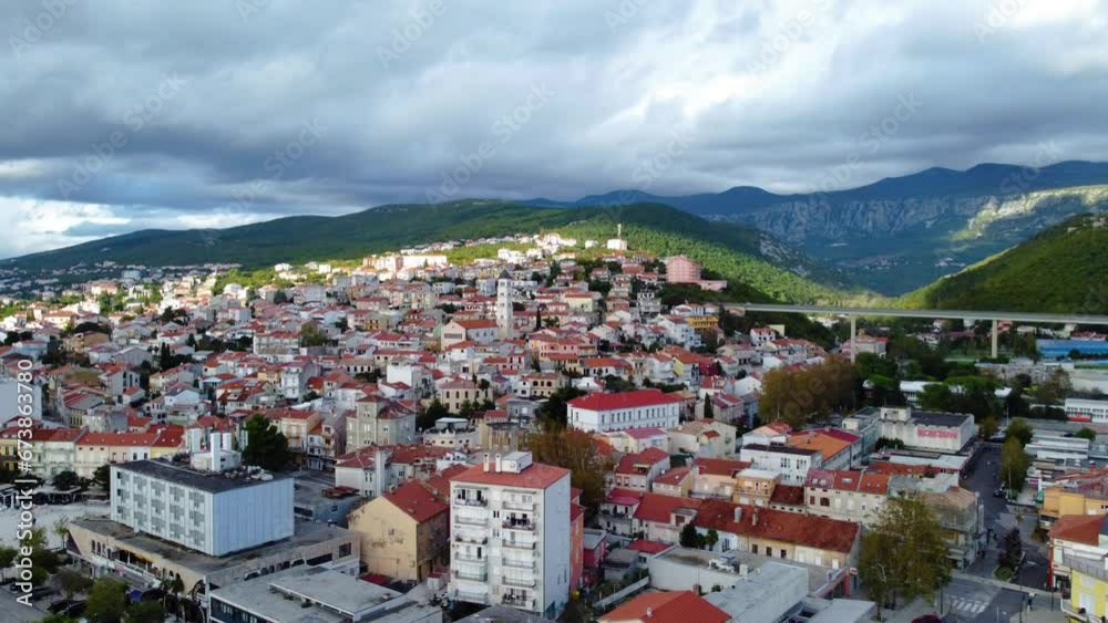 Crikvenica, small coastal town, drone, Croatia Crikvenica, small coastal town, drone, Croatia
