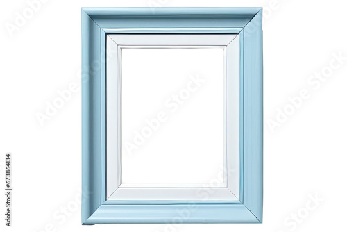 simple thin light blue picture frame on transparent background, generative ai