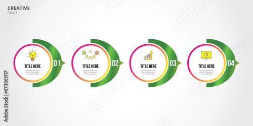 vector concept circle template. educational business steps with 4 arrows and a title where the content flow can be filled with time, level, description. Use for corporate business, web, presentations 