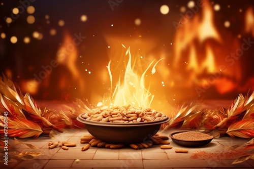 happy Lohri background and copy space, generative ai