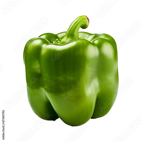 Fresh green paprika isolated on white transparent background. Created with generative AI
