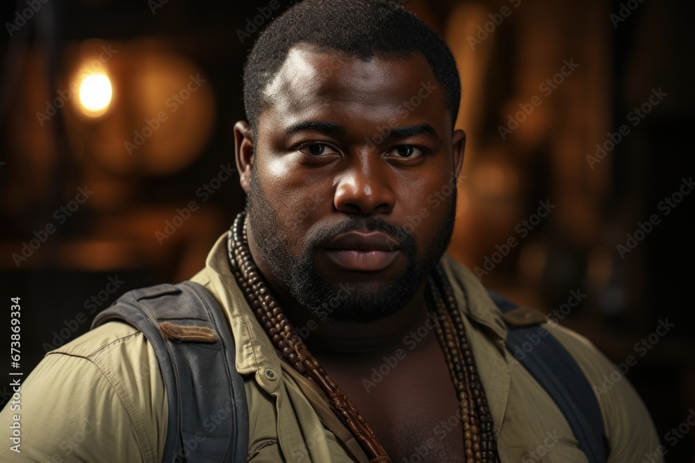 An overweight black african american man An overweight black african american man