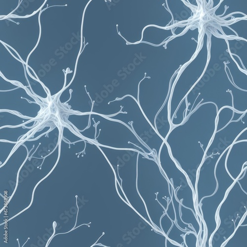 Abstract seamless pattern of neurons, nerve cells. AI generated.