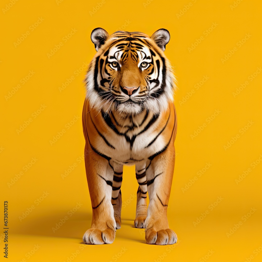 Obraz premium tiger on yellow background