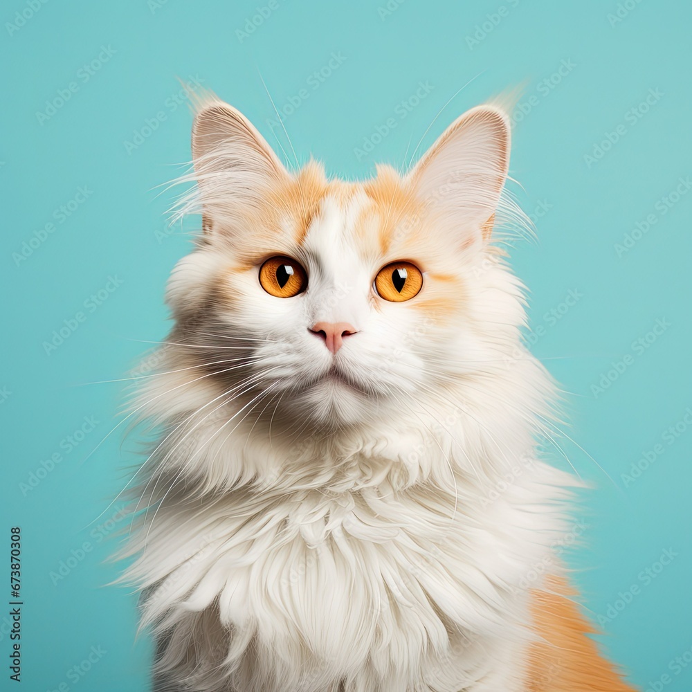 cat on a blue background
