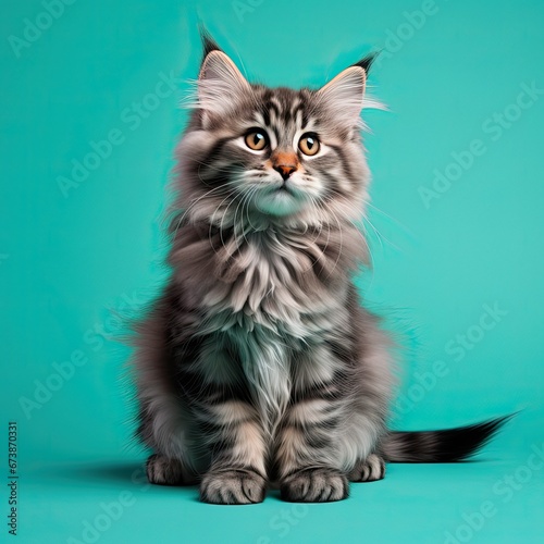 cat on a blue background