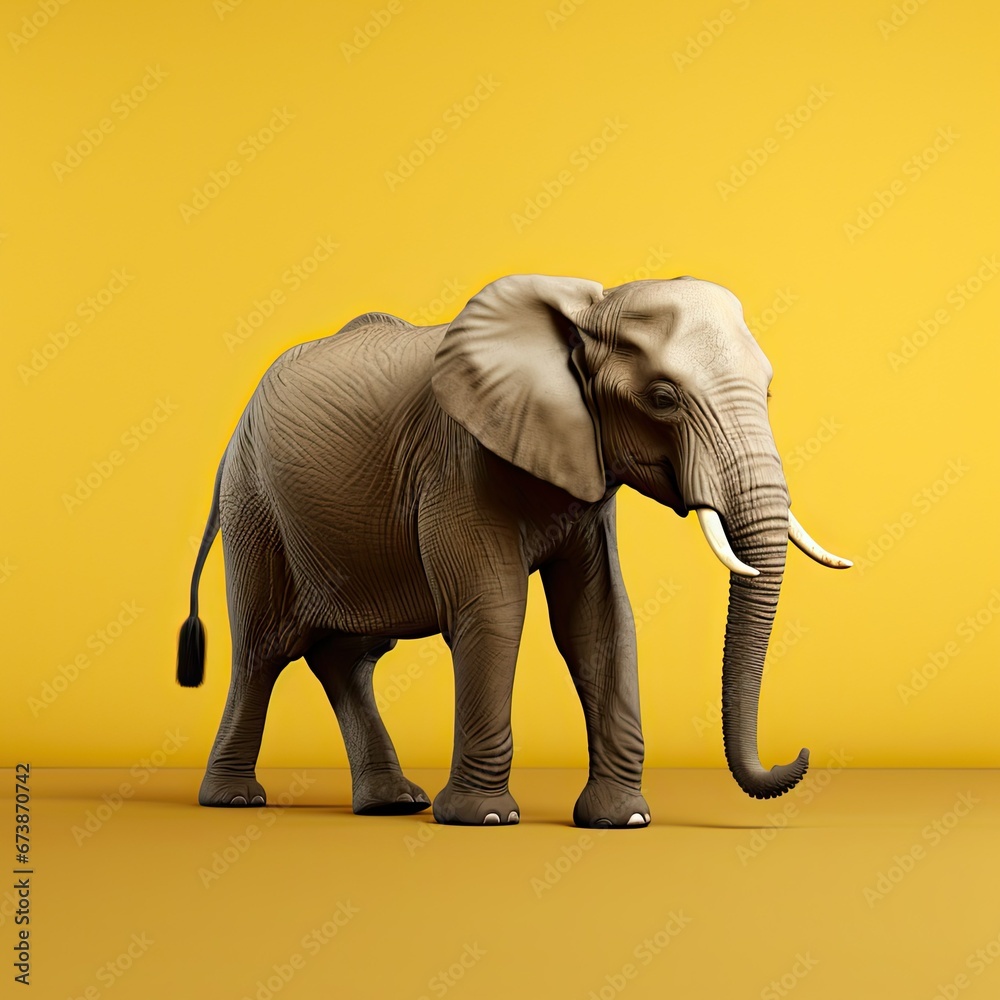 elephant on yellow background